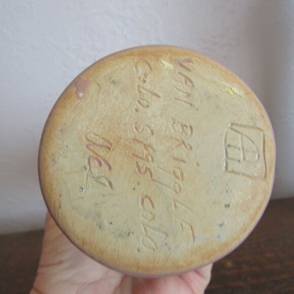 Van Briggle Heather Pink and Blue Daffodil Vase - Picture 5 of 5